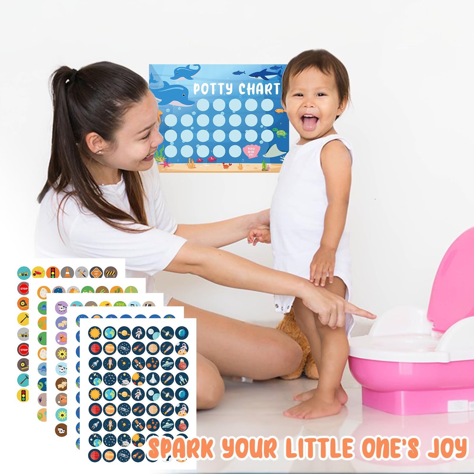 HAJOROM marine-themed potty chart poster with vivid imagery for youngsters.