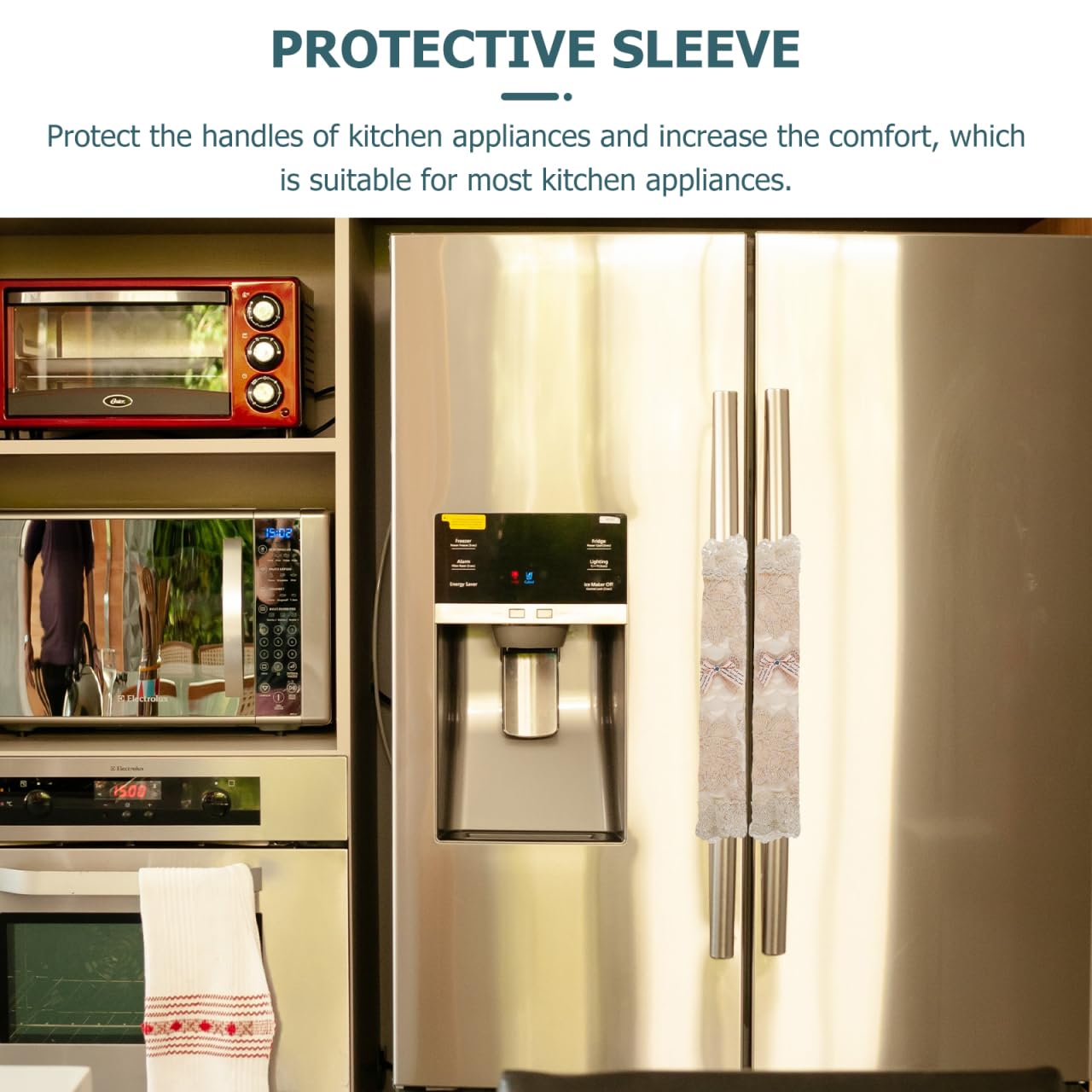 HAKIDZEL machine-washable protection keeps kitchen handles looking clean
