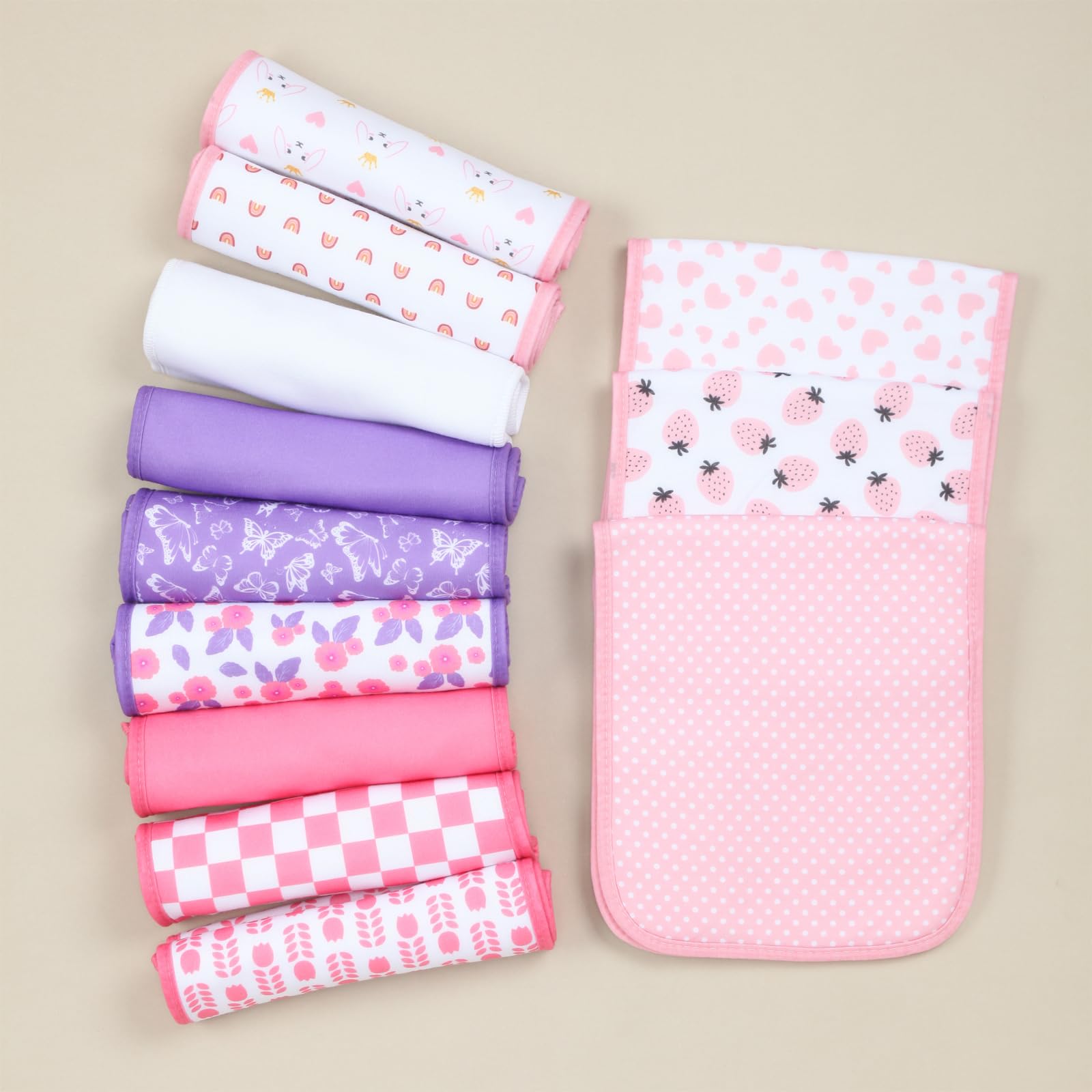 Hakochia organic burp cloths are machine washable for busy caregivers