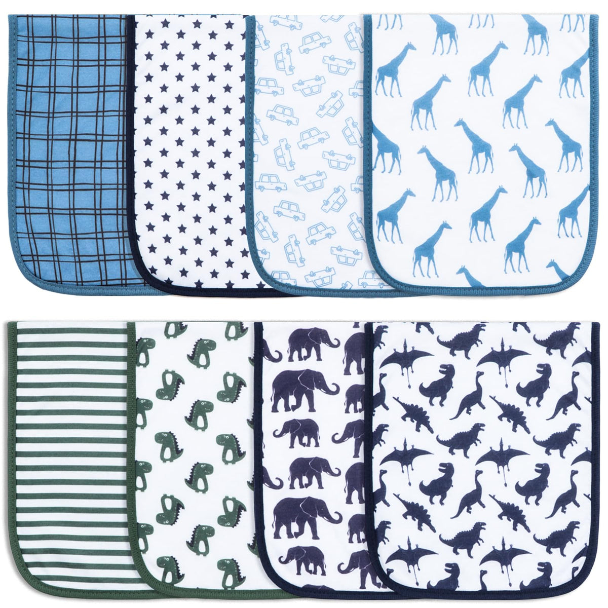 Hakochia organic cotton burp cloths 8-pack multicolor-1, soft fabric for newborns