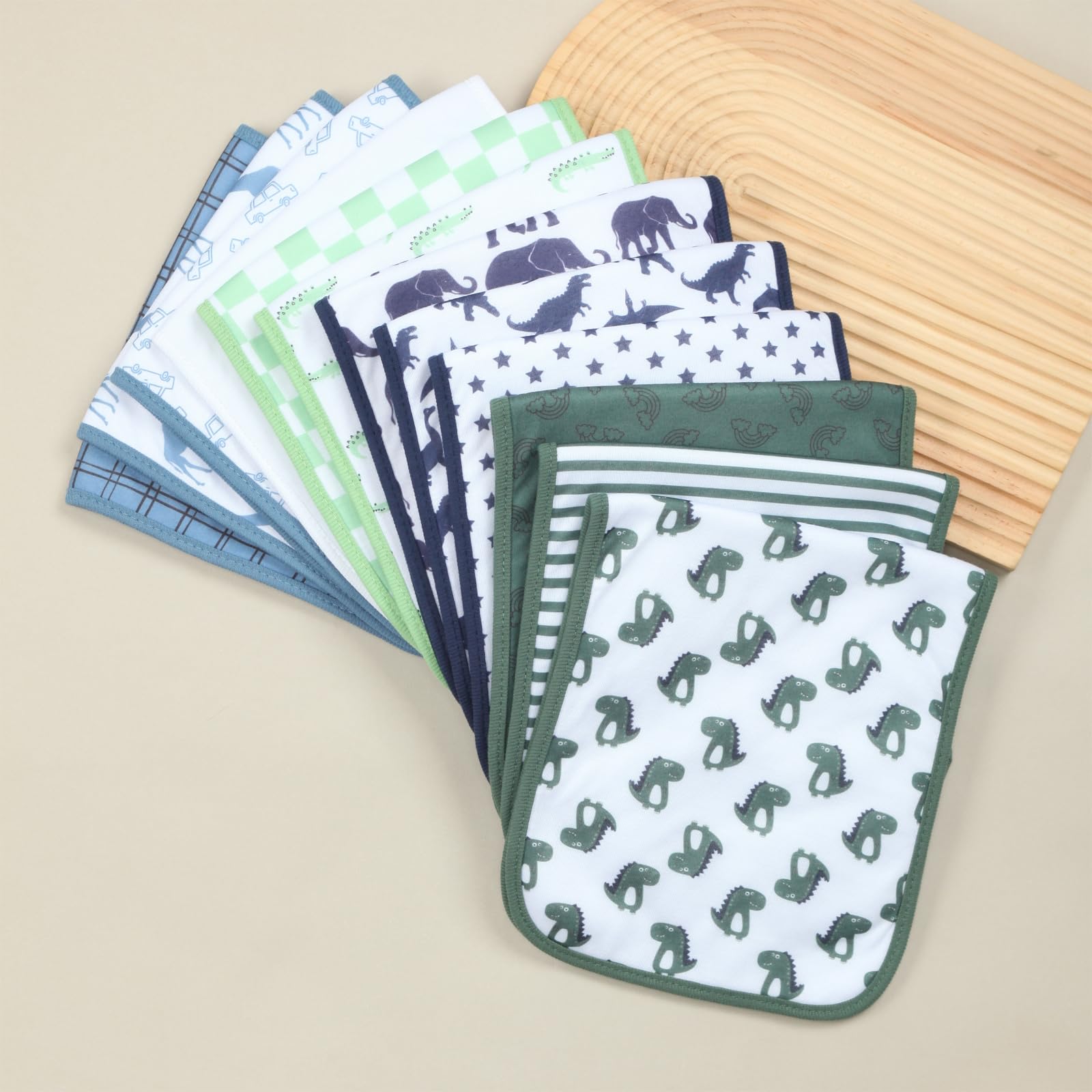 Hakochia burp cloths packaged display showing 8-pack set
