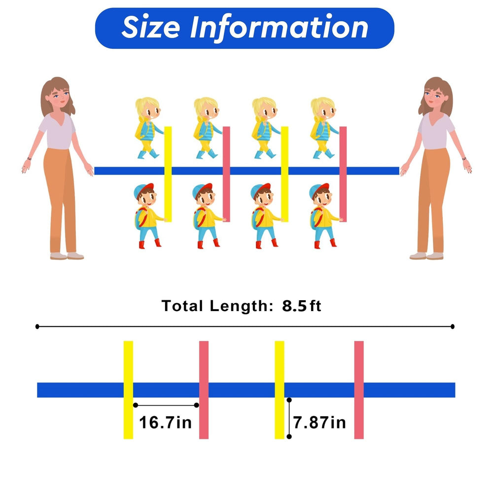 Haktoys walking rope shows two adult handles for staff supervision.