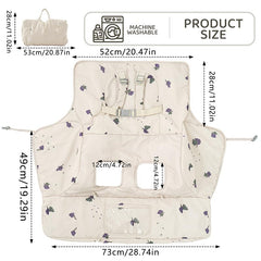 HALAA VAUVA 2-in-1 high chair cover in grape demonstrates versatile use for carts and high chairs