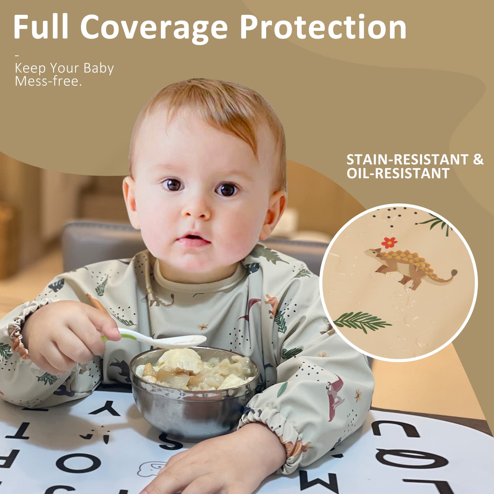 HALAA VAUVA baby smock with pocket catches drips and mess