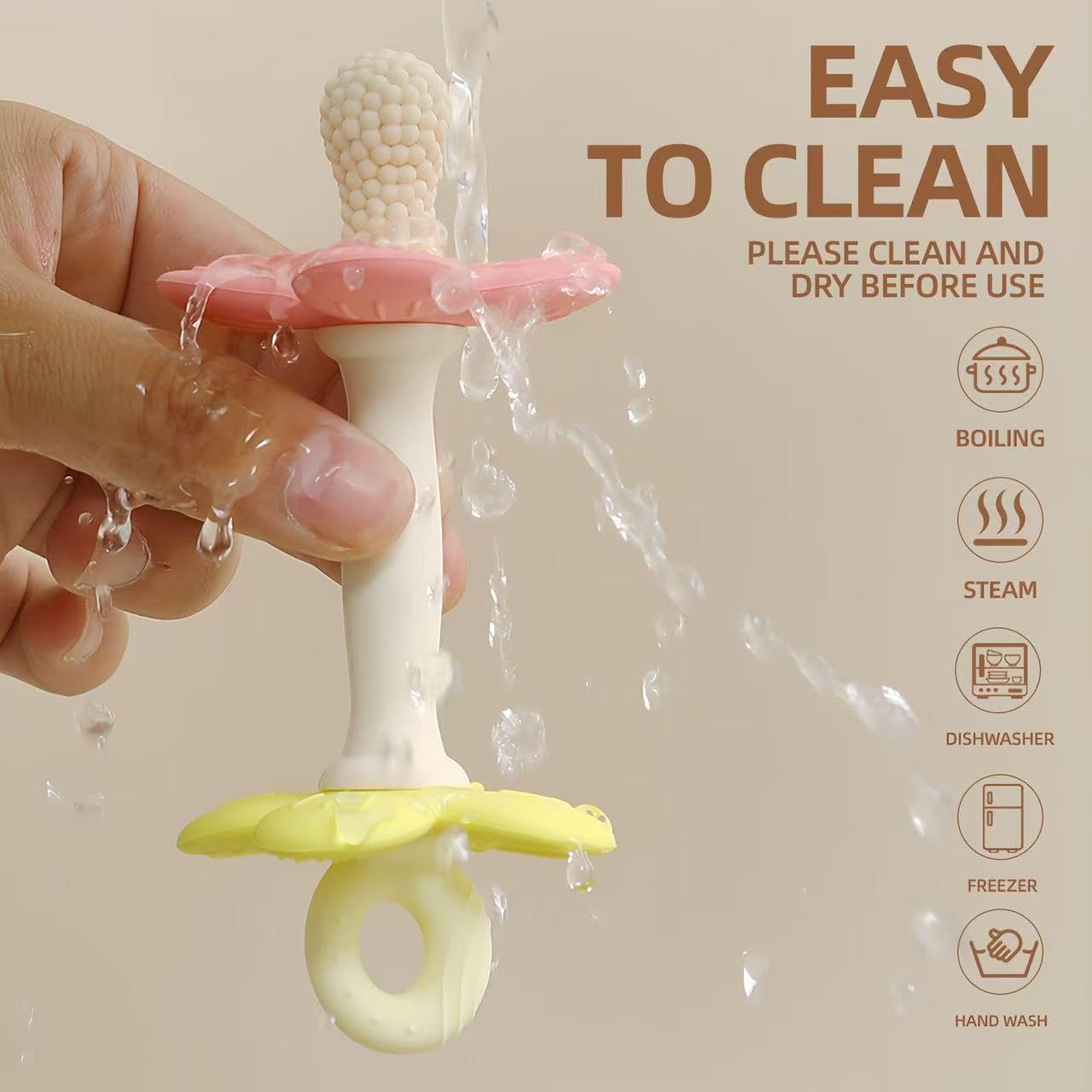 HALAA VAUVA lightweight teether is easy to carry for on-the-go relief.