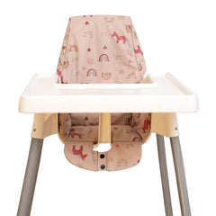 HALAA VAUVA high chair pad with Antilop fit in DJ Pink, secure and colorful
