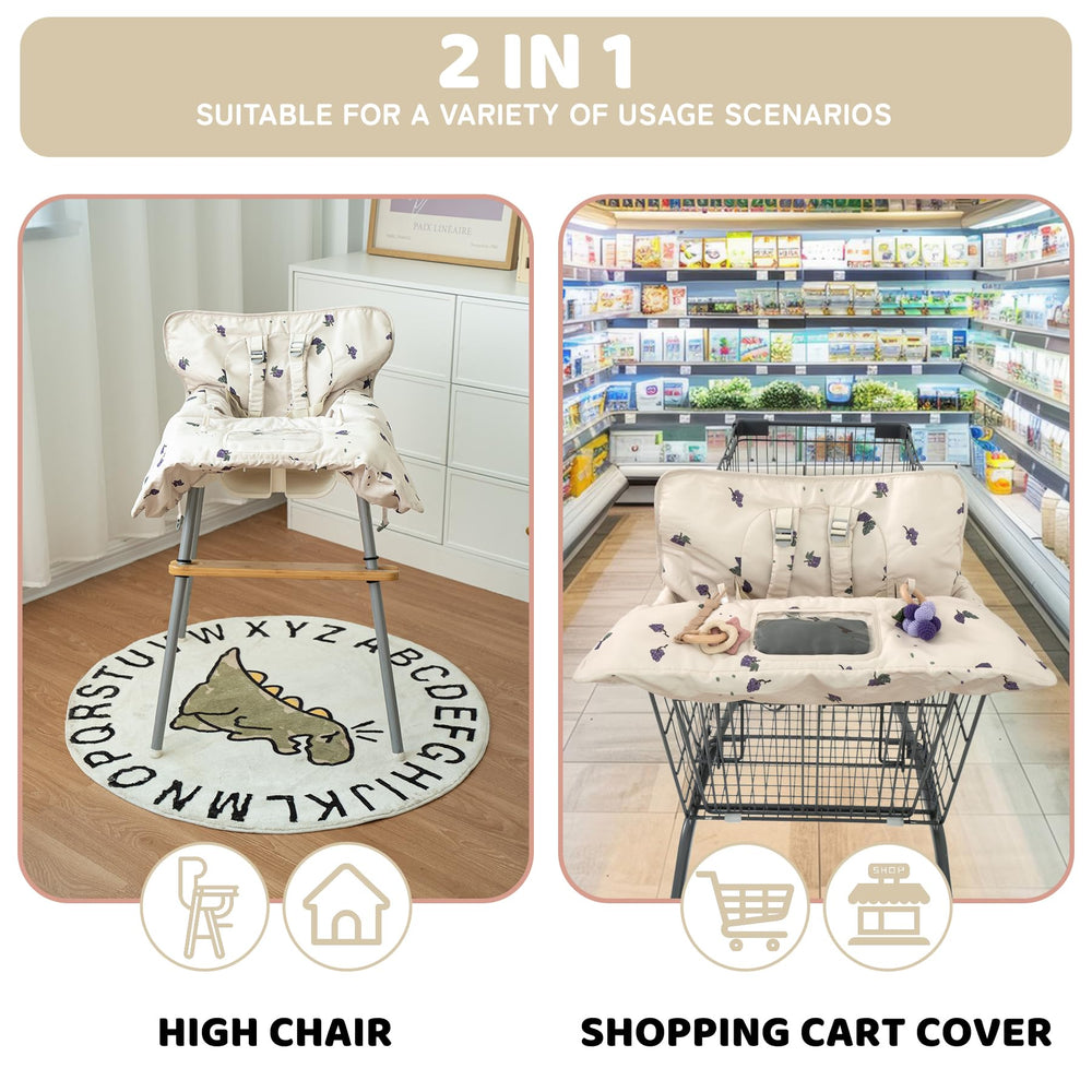 HALAA VAUVA multi-use cart cover grape pattern provides comfort for shopping trips