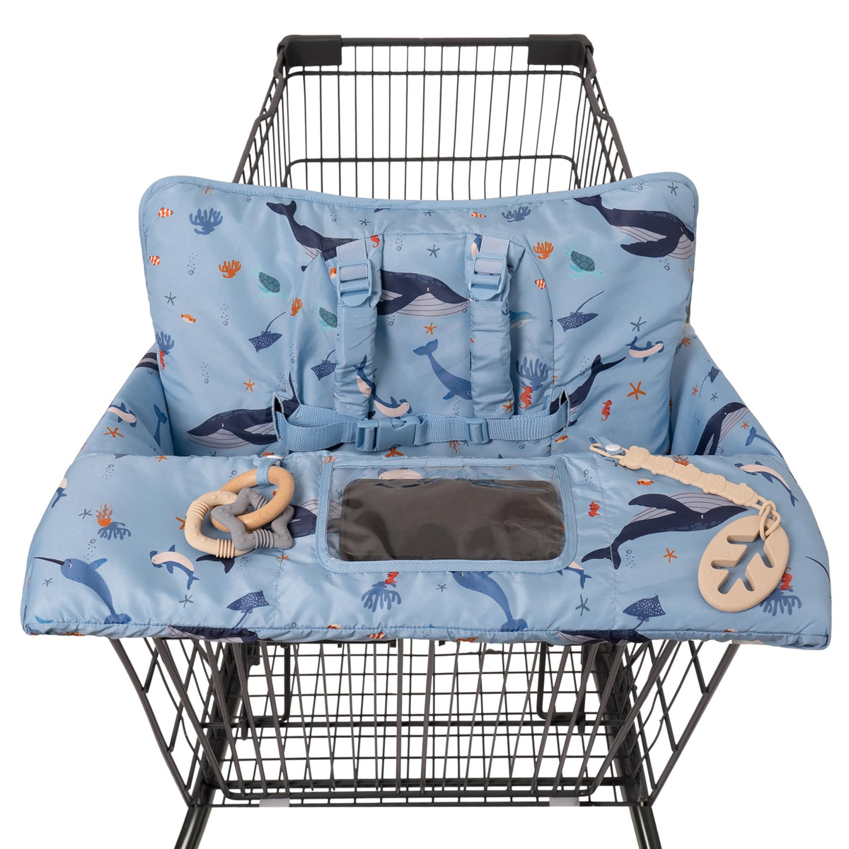 HALAA VAUVA shopping cart cover front view shows protection and comfort for baby