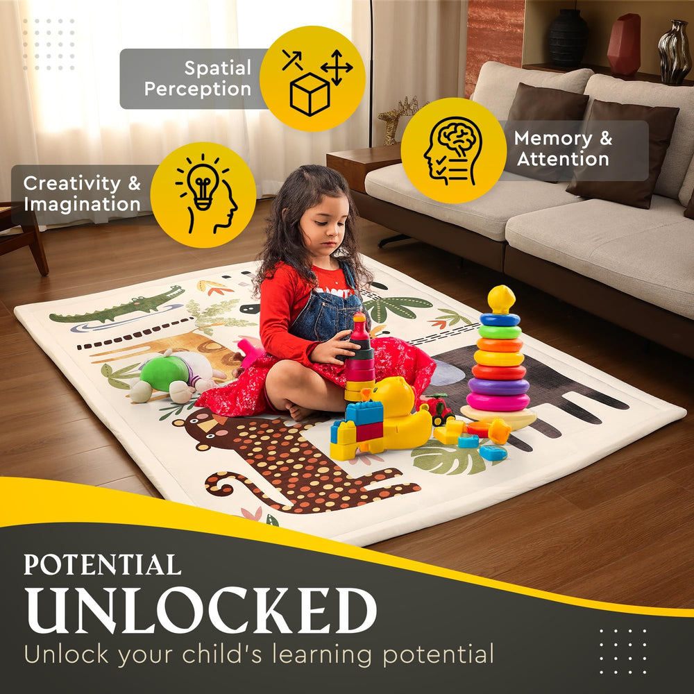 Halaluxe Memory Foam Core absorbs impact for gentle play on hard floors.