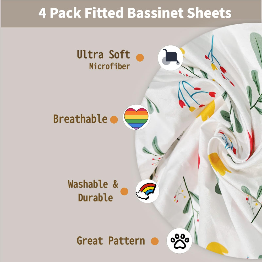 Haleeone bassinet sheet with elastic edge provides a snug fit on most rectangular sleepers