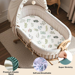 Haleeone bassinet sheet snug-fit elastic band provides secure bedside use.