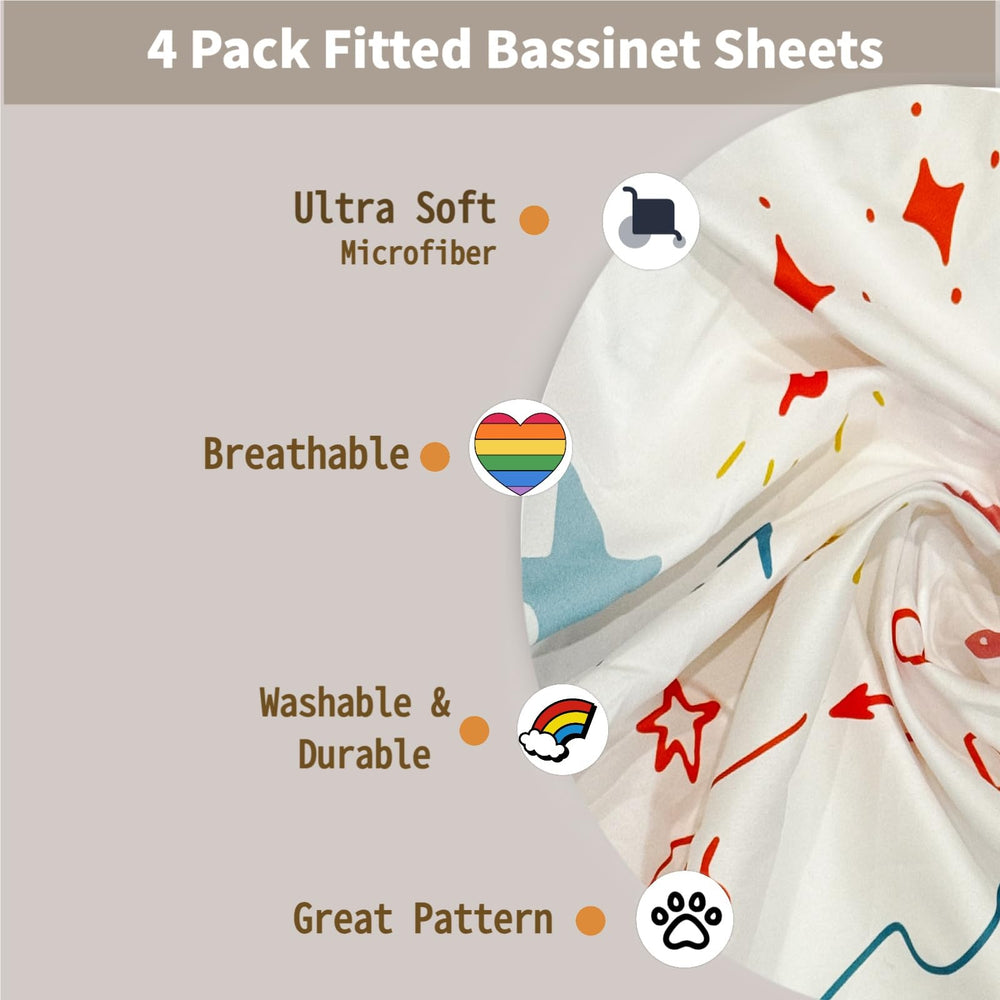 Haleeone bassinet sheet with elastic edge keeps the sheet secure during baby sleep.