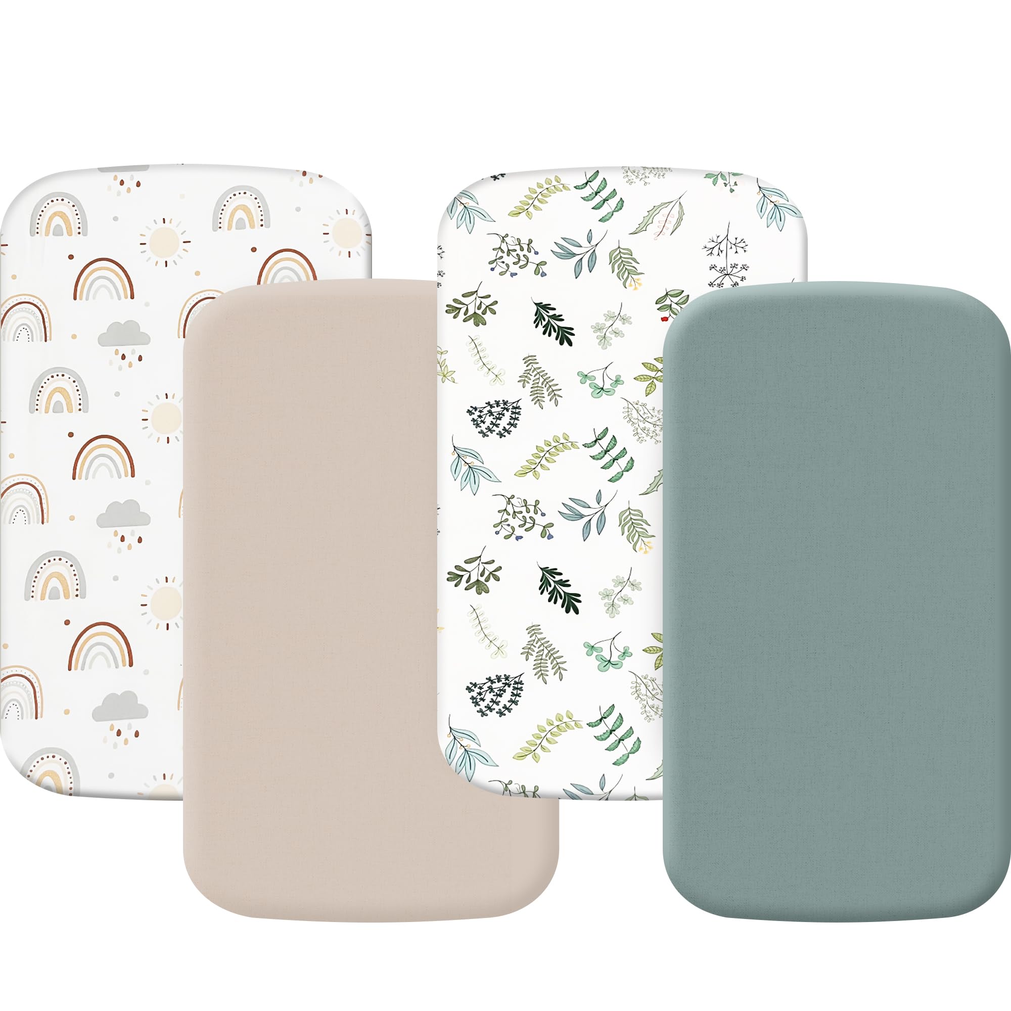 Haleeone mint green bassinet sheets provide a snug, cool sleep surface.