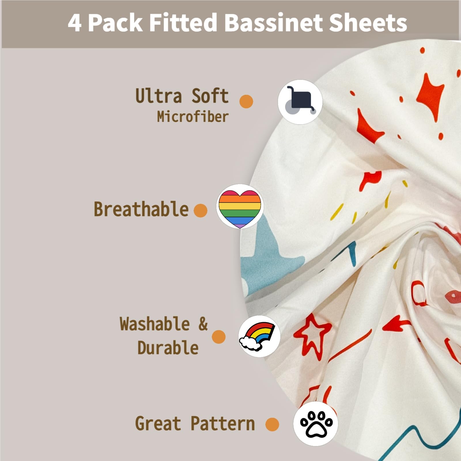 Haleeone bassinet sheets with snug elastic edge stay securely on mattresses.