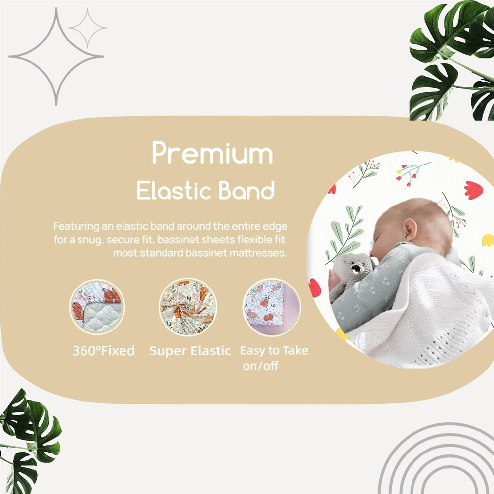 Haleeone snug-fit bassinet sheet with elastic edge secure sleep