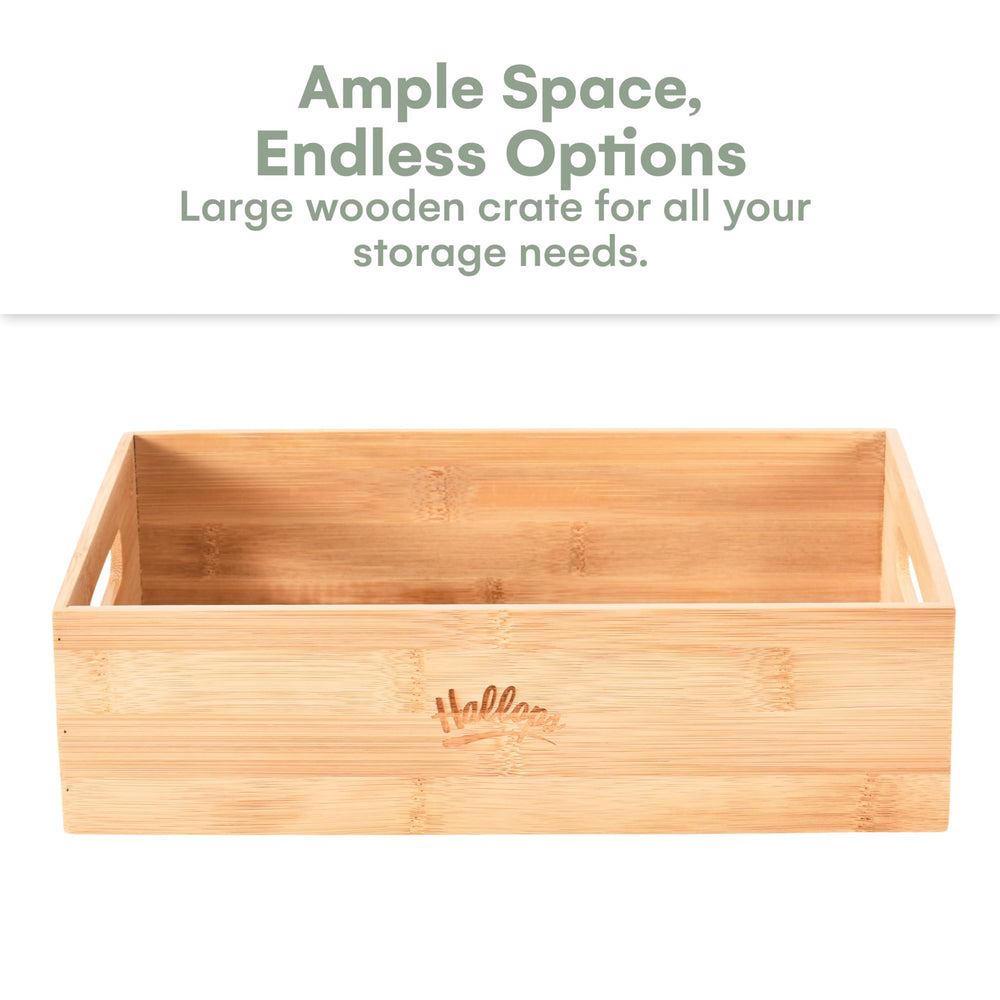 Hallops large wooden crate shown as dining room decor with rustic charm.