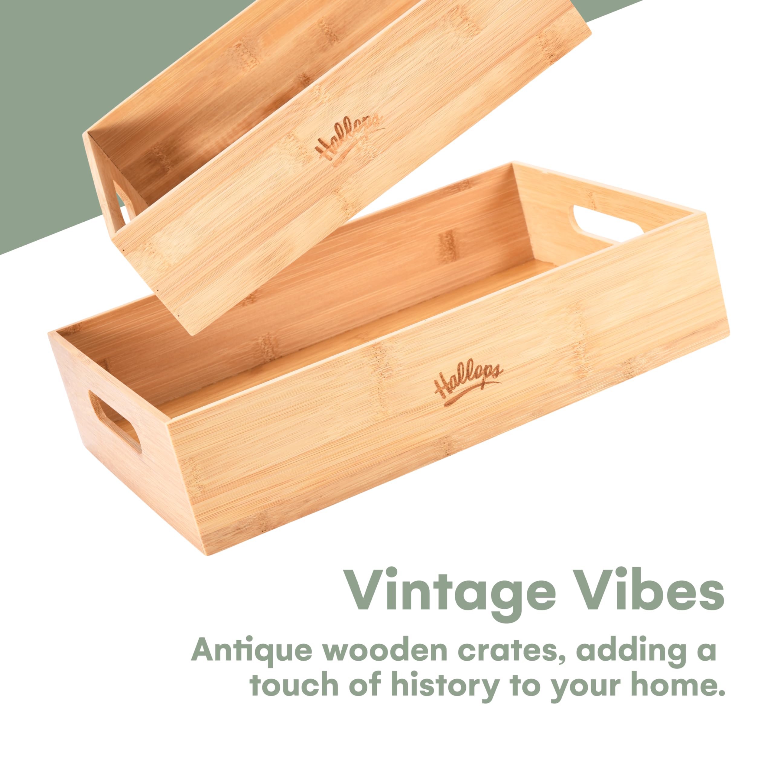 Hallops portable wooden crate keeps office essentials neatly organized.