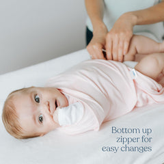 HALO 3-way adjustable swaddle wings adapt to arm-in, hands-to-face, or arms-out.