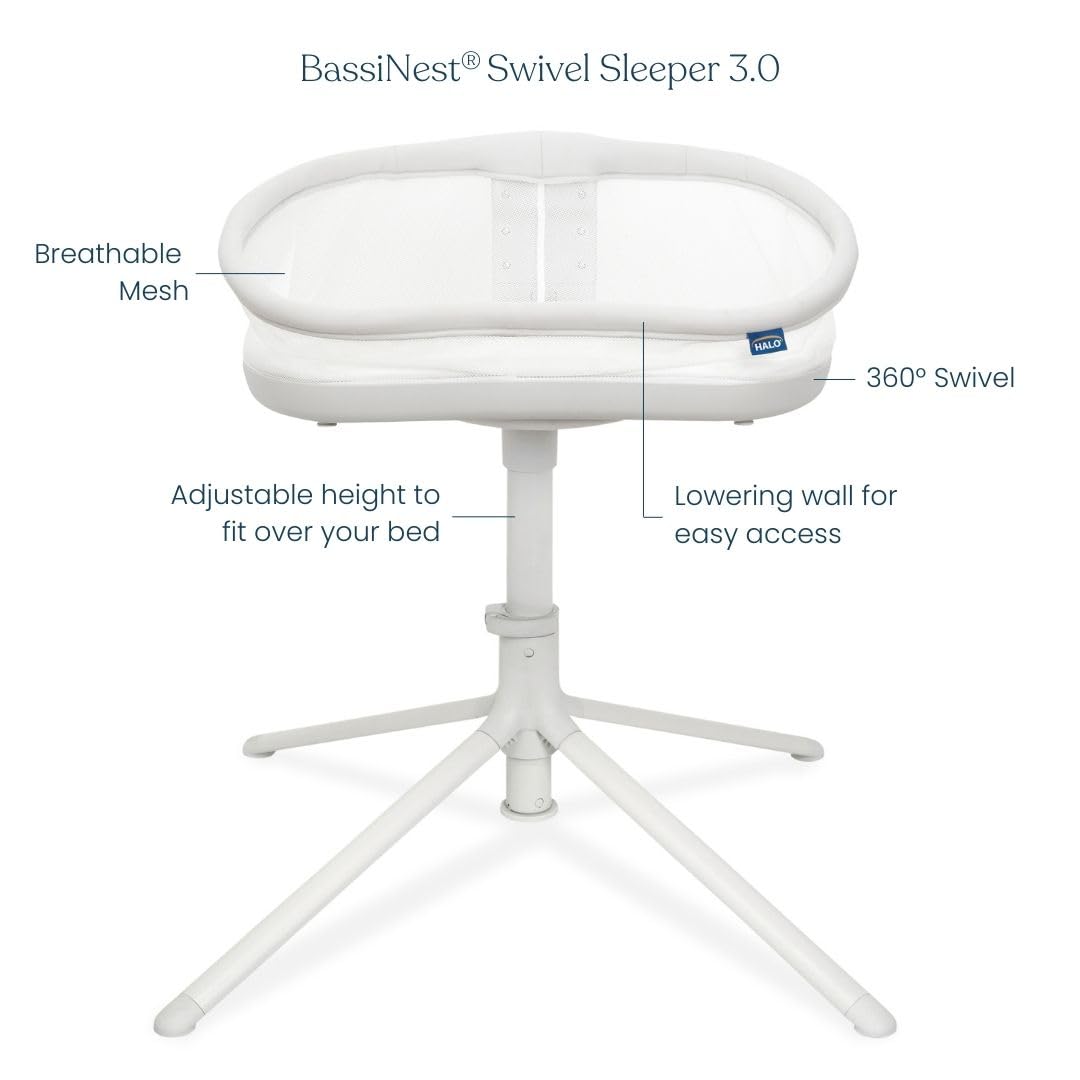 HALO BassiNest 360-degree rotation enables easy access to baby.