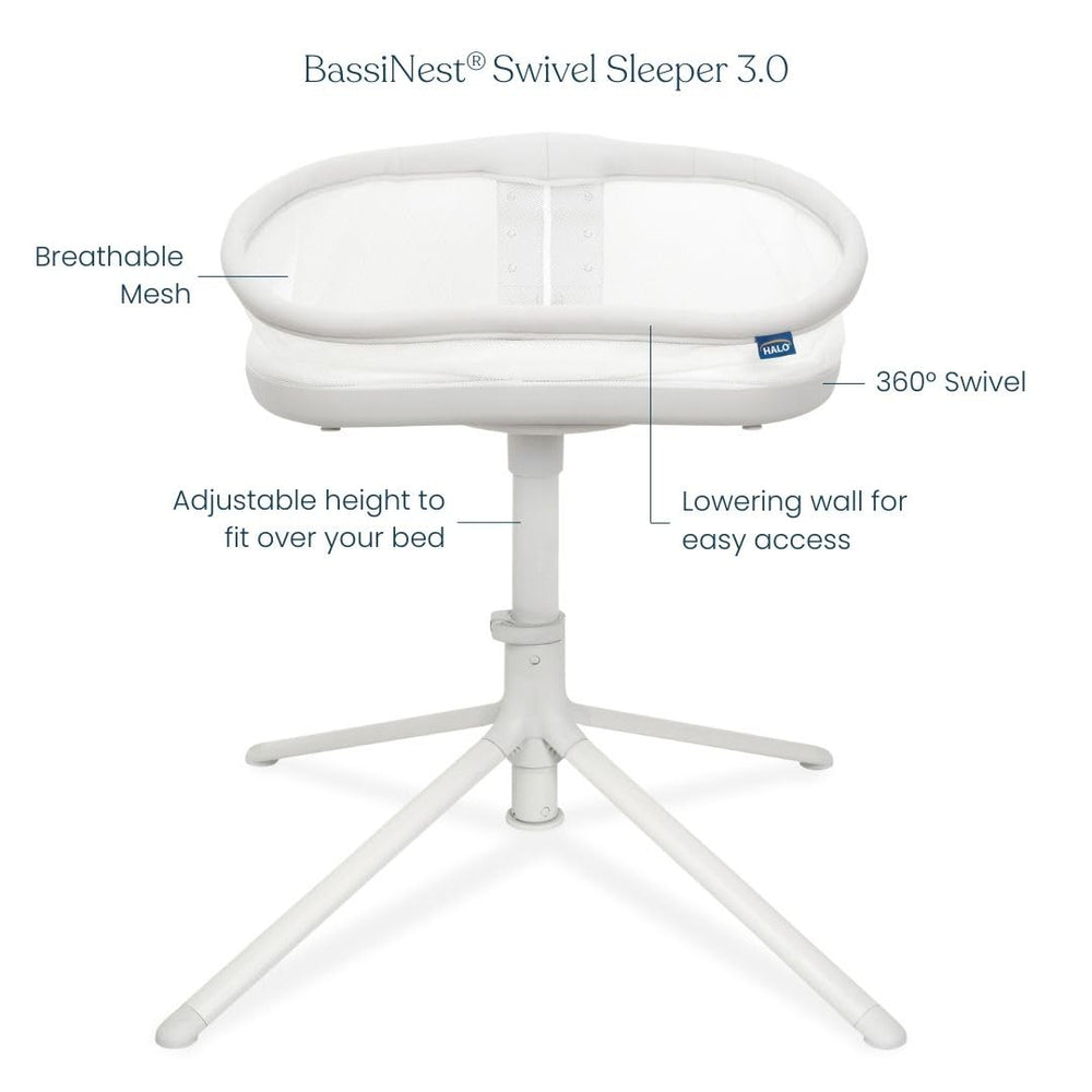 HALO BassiNest 360-degree rotation enables easy access to baby.
