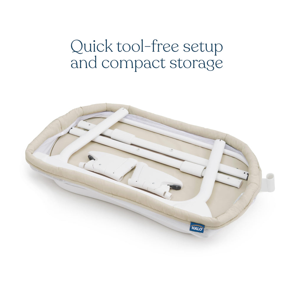 HALO BassiNest Lite mattress pad included for added comfort.