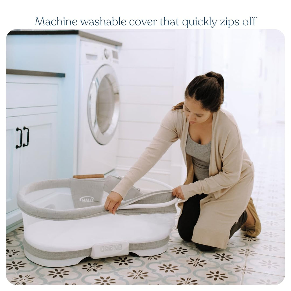 HALO BassiNest Luxe height-adjustable base fits bed heights safely