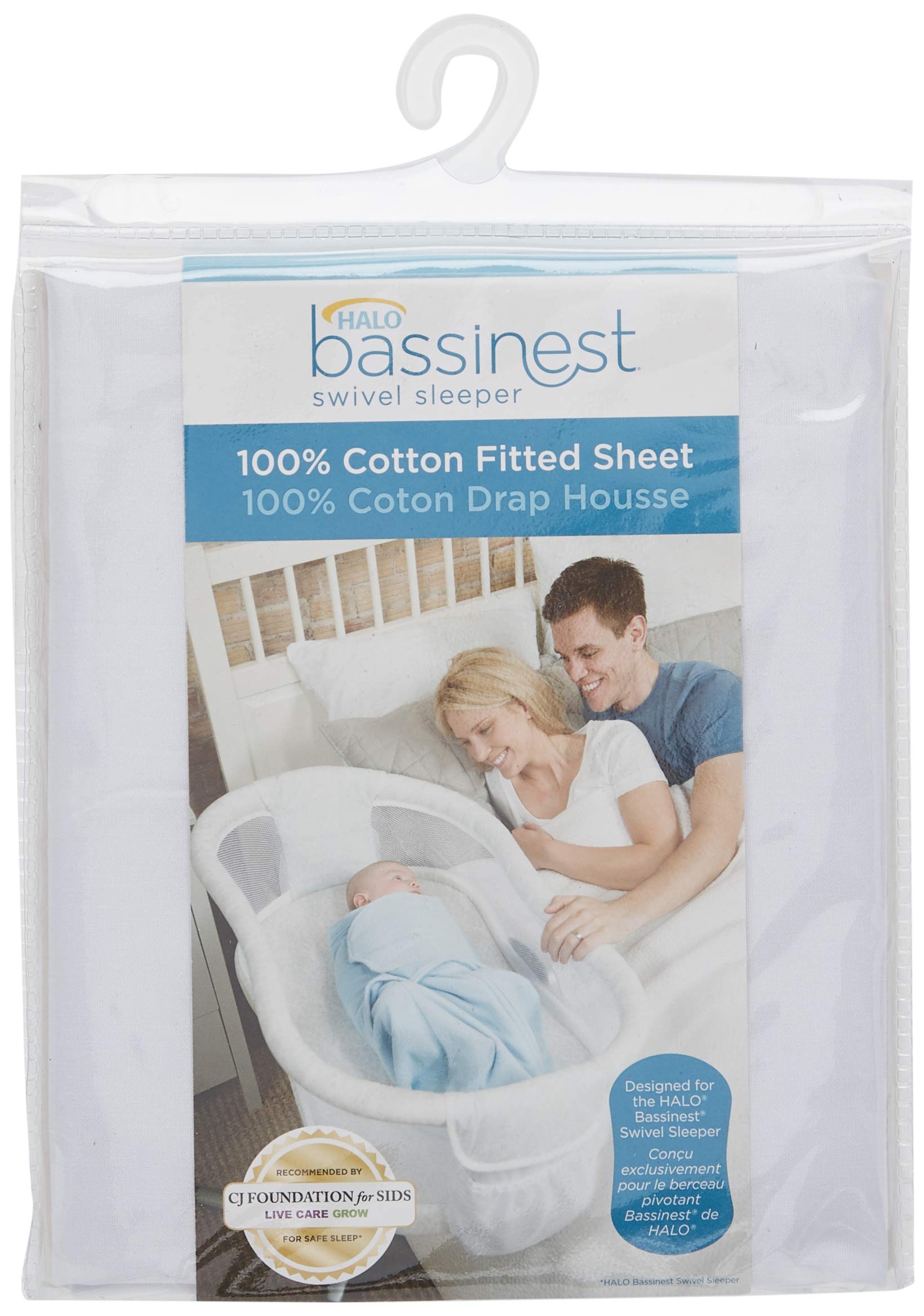 HALO BassiNest fitted sheet in use on a bassinet