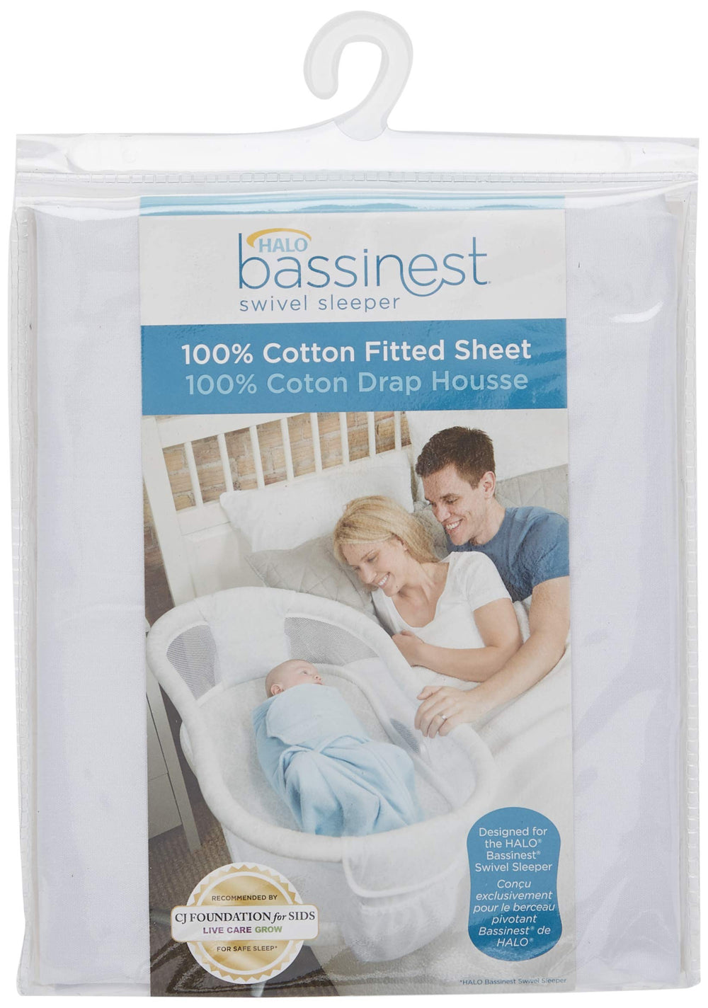 HALO BassiNest fitted sheet in use on a bassinet