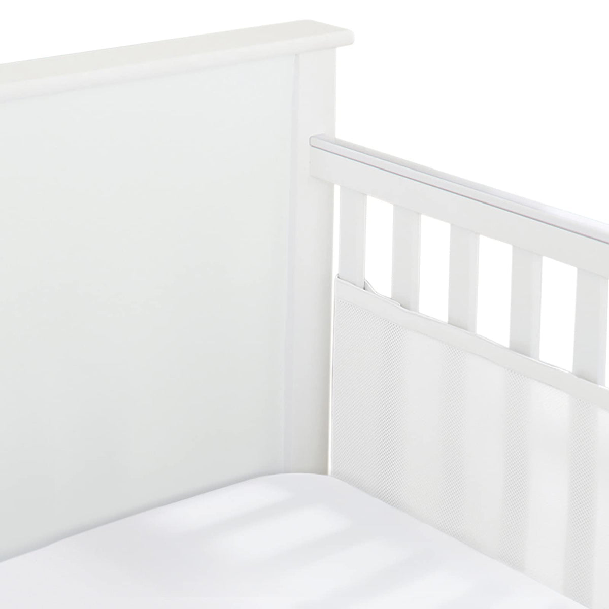 HALO BreathableBaby crib liner covers two full-size sides with breathable mesh