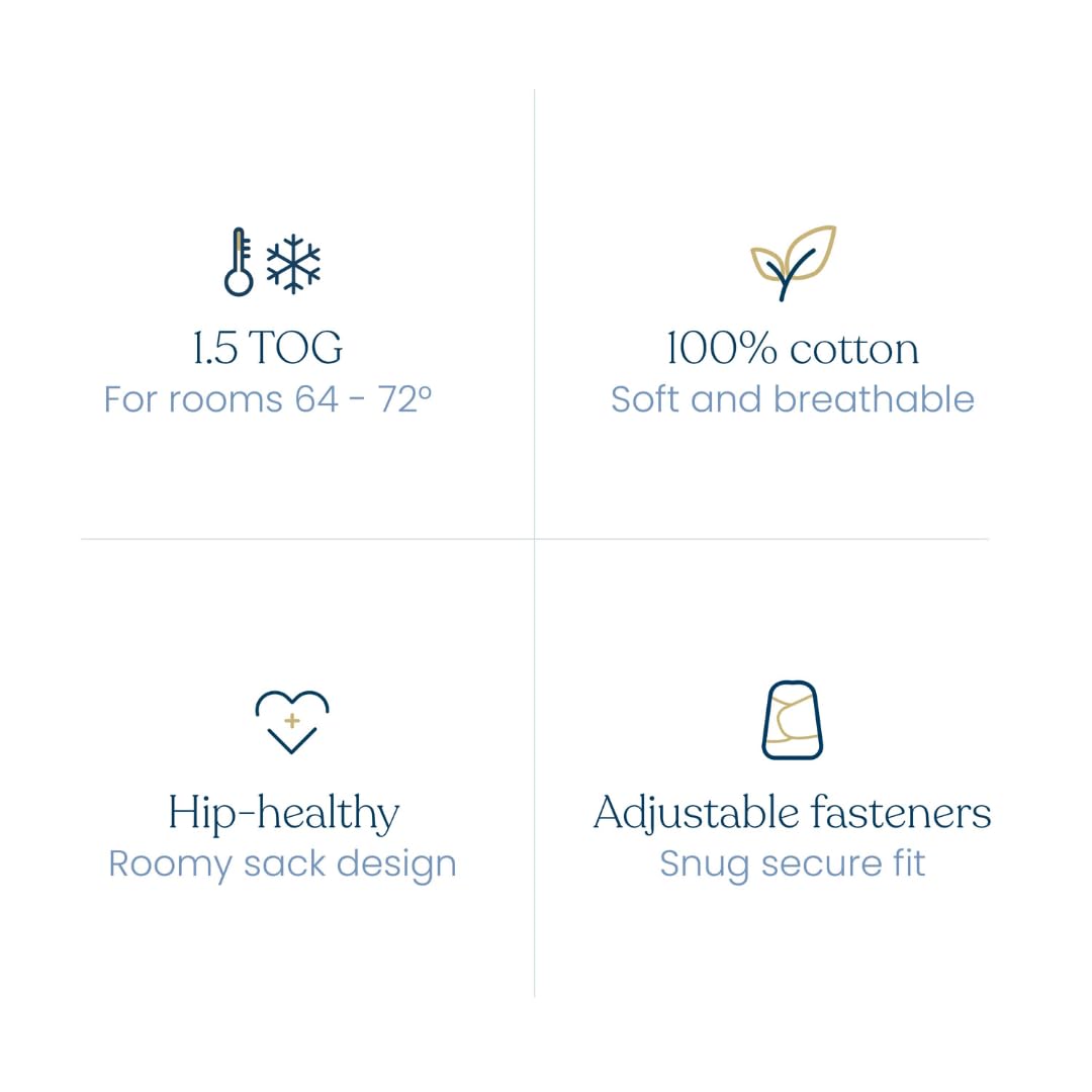 HALO 100% cotton double-knit fabric feels soft and breathable on baby's skin.