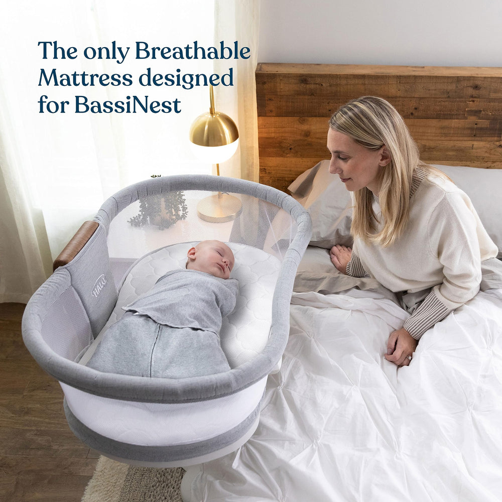 HALO DreamWeave BassiNest breathable cover promotes airflow for baby comfort