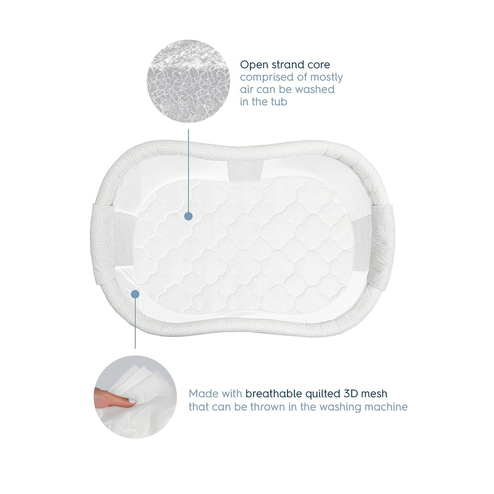 HALO DreamWeave BassiNest washable core, rinses easily and dries quickly