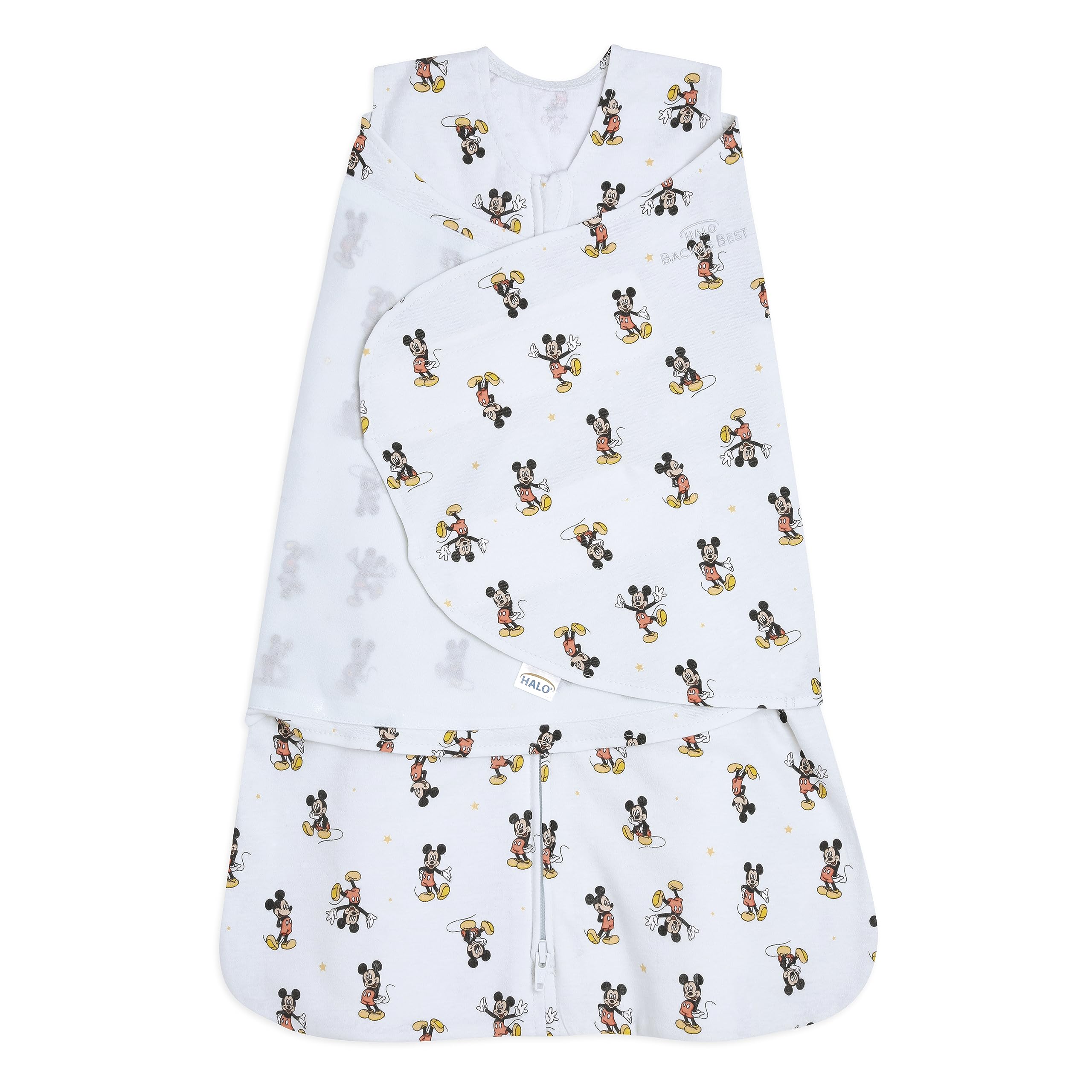 HALO Mickey Fun sleepsack swaddle for secure, cozy sleep in Disney style.