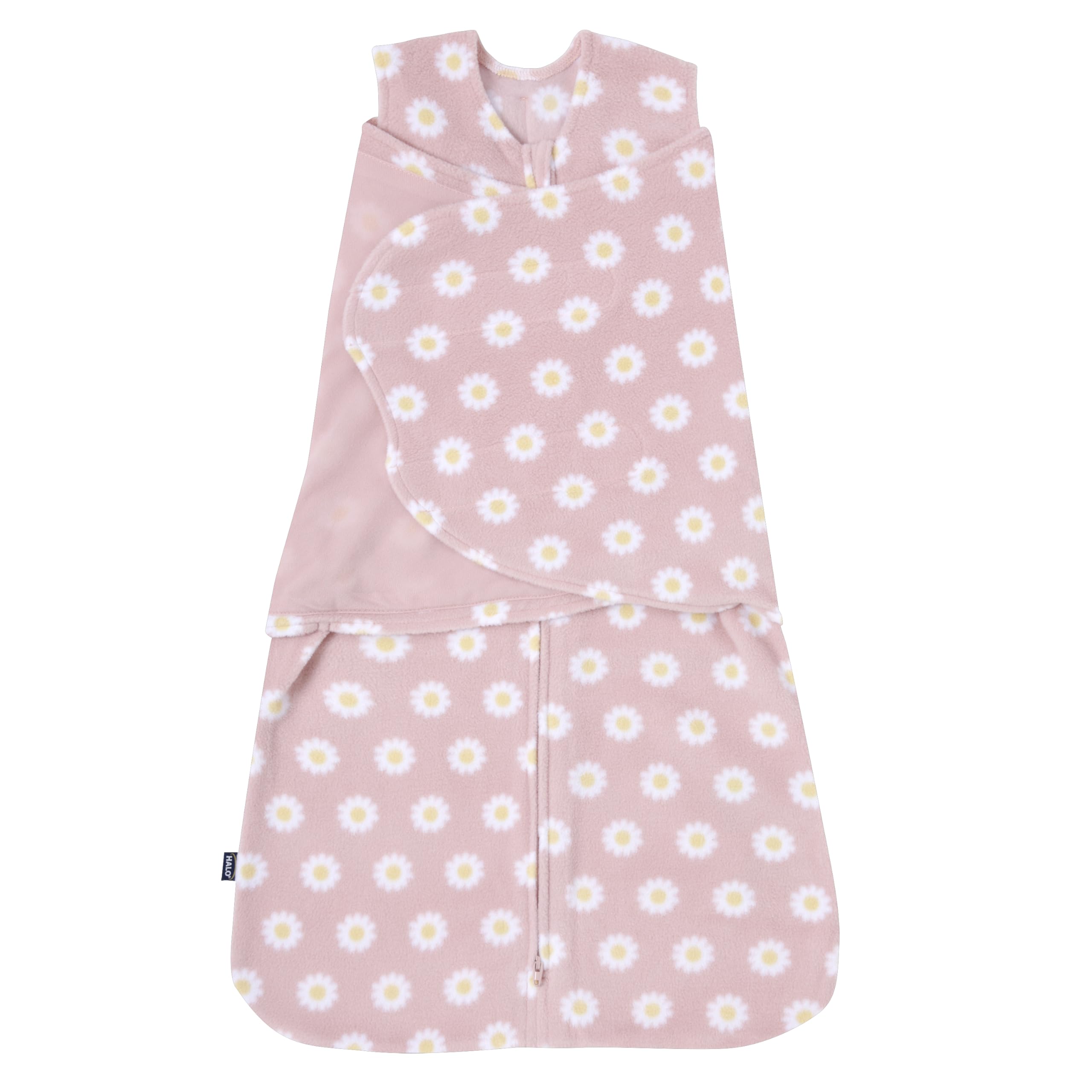 HALO Sleepsack Swaddle Daisy front view for cozy, secure wrap.