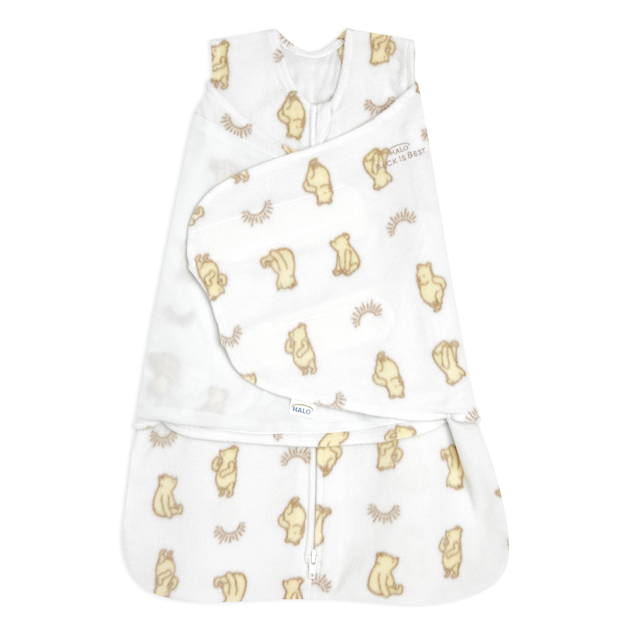 HALO microfleece sleepsack swaddle ensemble keeps newborn snug and secure