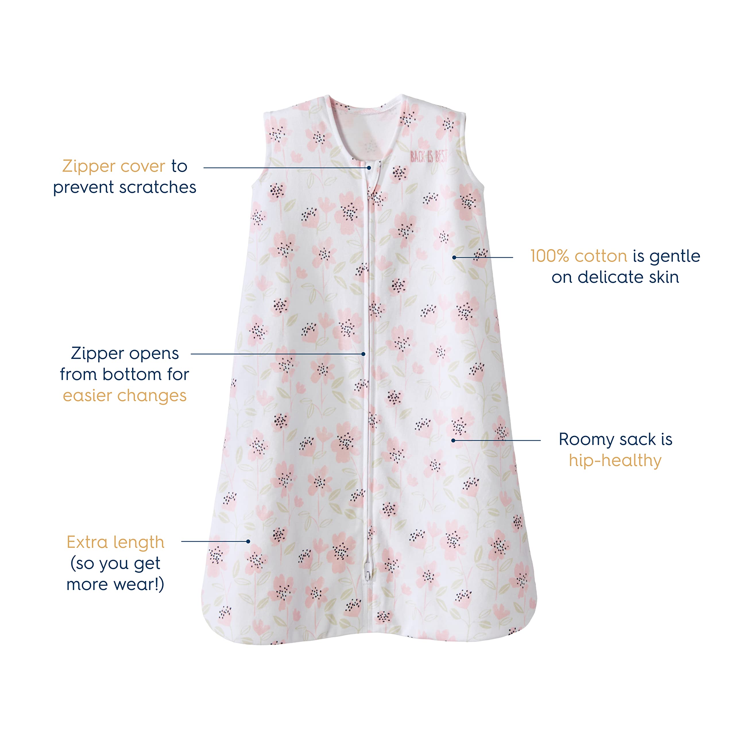 HALO SleepSack 0.5 TOG with breathable cotton keeps baby comfortable