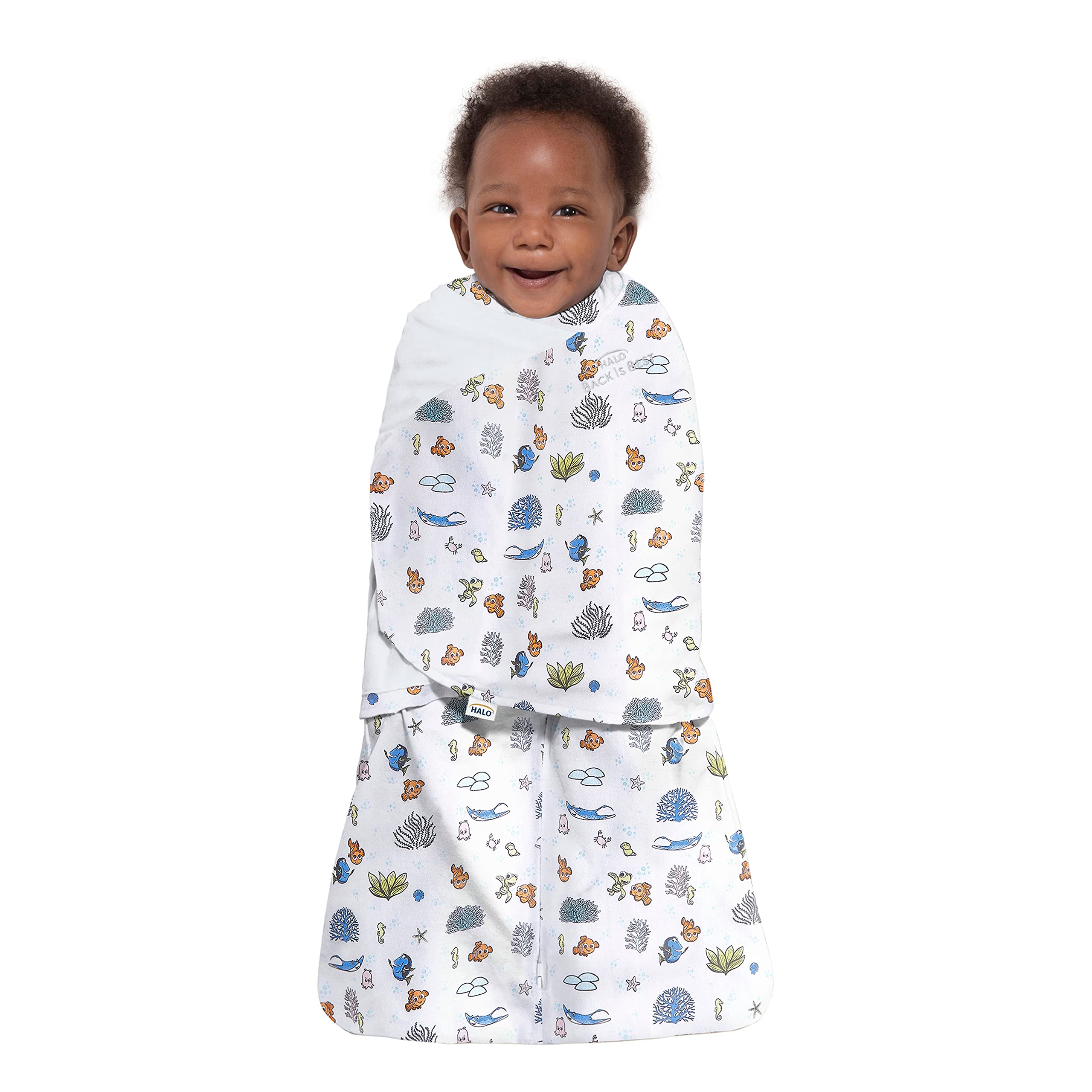 HALO 3-way adjustable swaddle design for arms-in or arms-out sleep