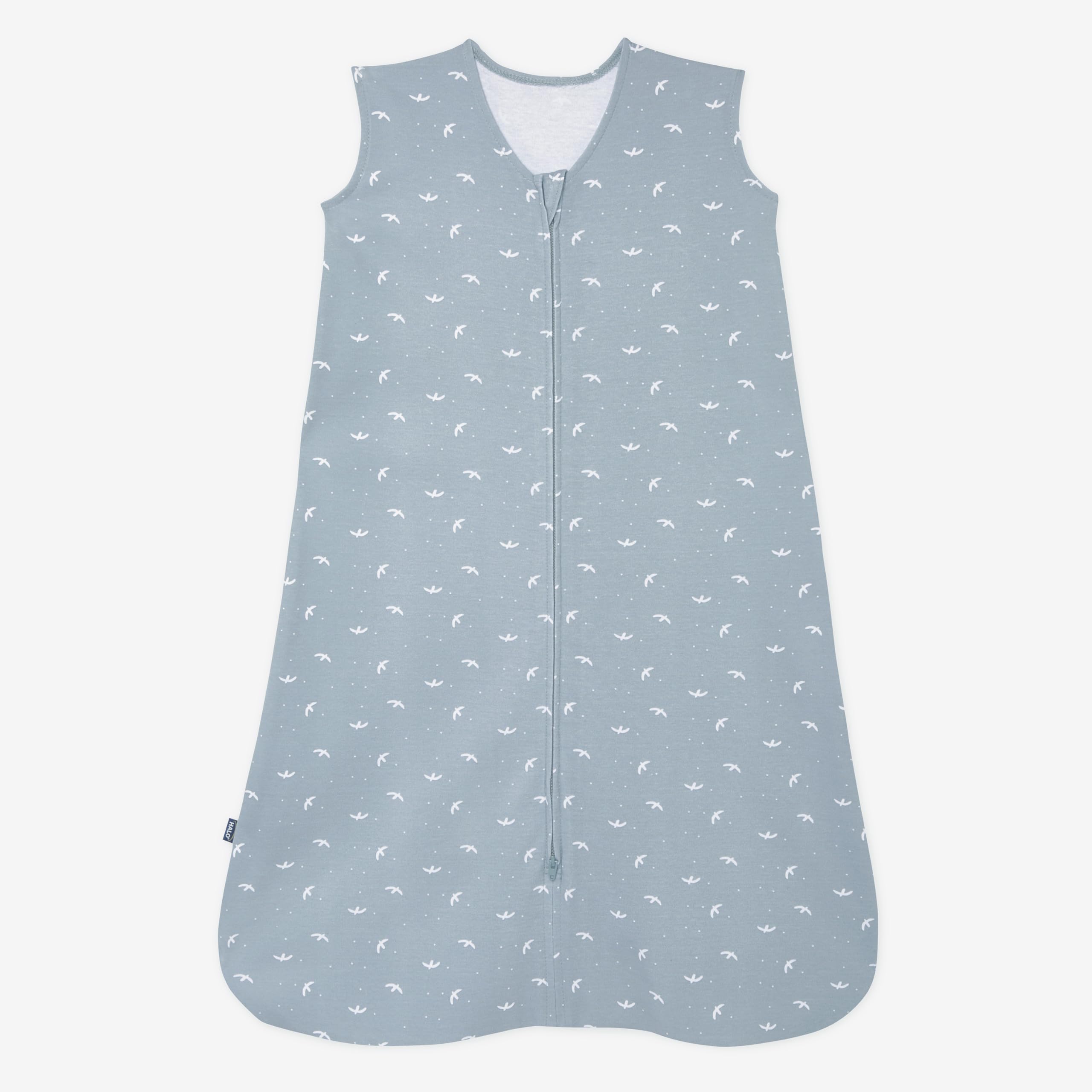 HALO SleepSack birds print for 0-6 months promotes cozy, safe sleep.