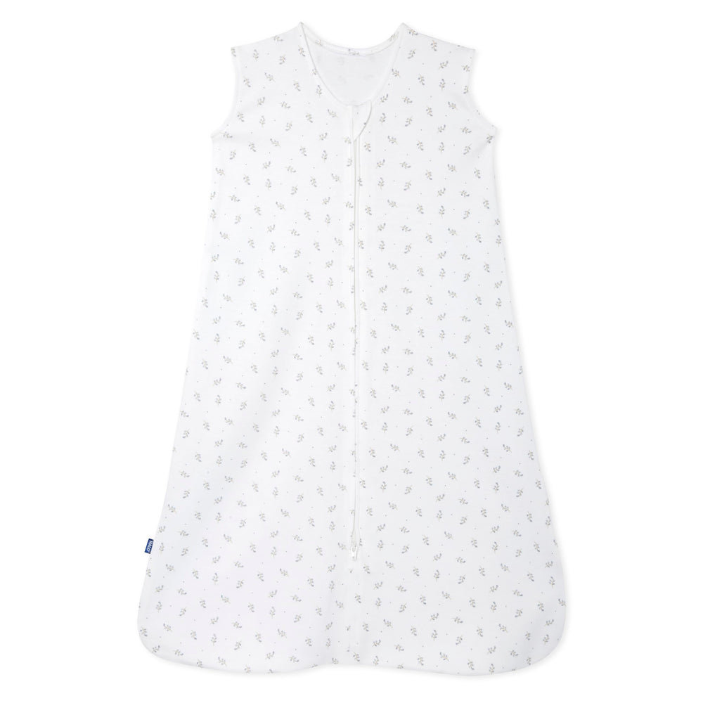 HALO SleepSack Blue Thyme top view shows lightweight 100% cotton wearable blanket
