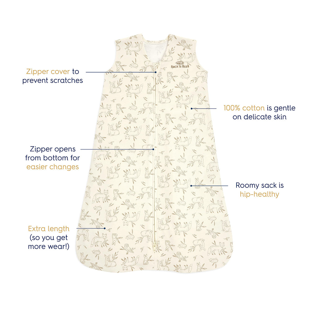 HALO SleepSack bottom zip access for easy diaper changes.
