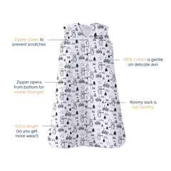 Halo SleepSack bottom zip facilitates easy diaper changes.