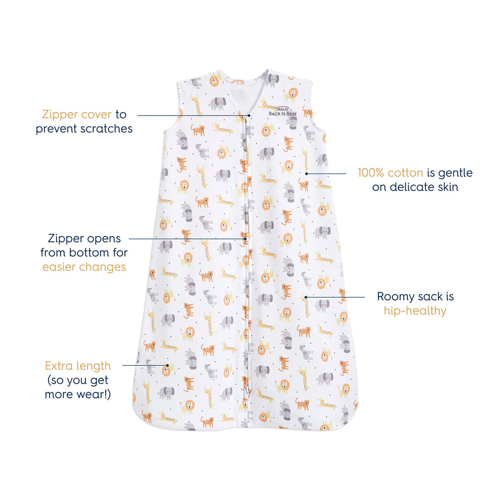 HALO SleepSack bottom zipper for quick diaper changes at night.