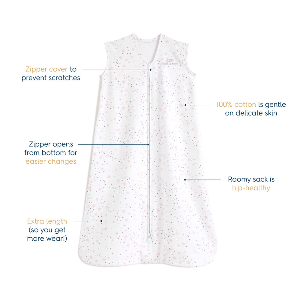 HALO SleepSack bottom zipper enables easy diaper changes without removing the sack.
