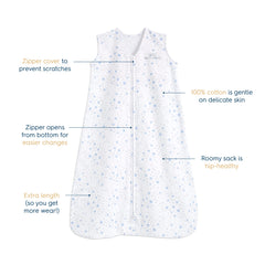 HALO SleepSack bottom zipper allows diaper changes without fully waking baby.