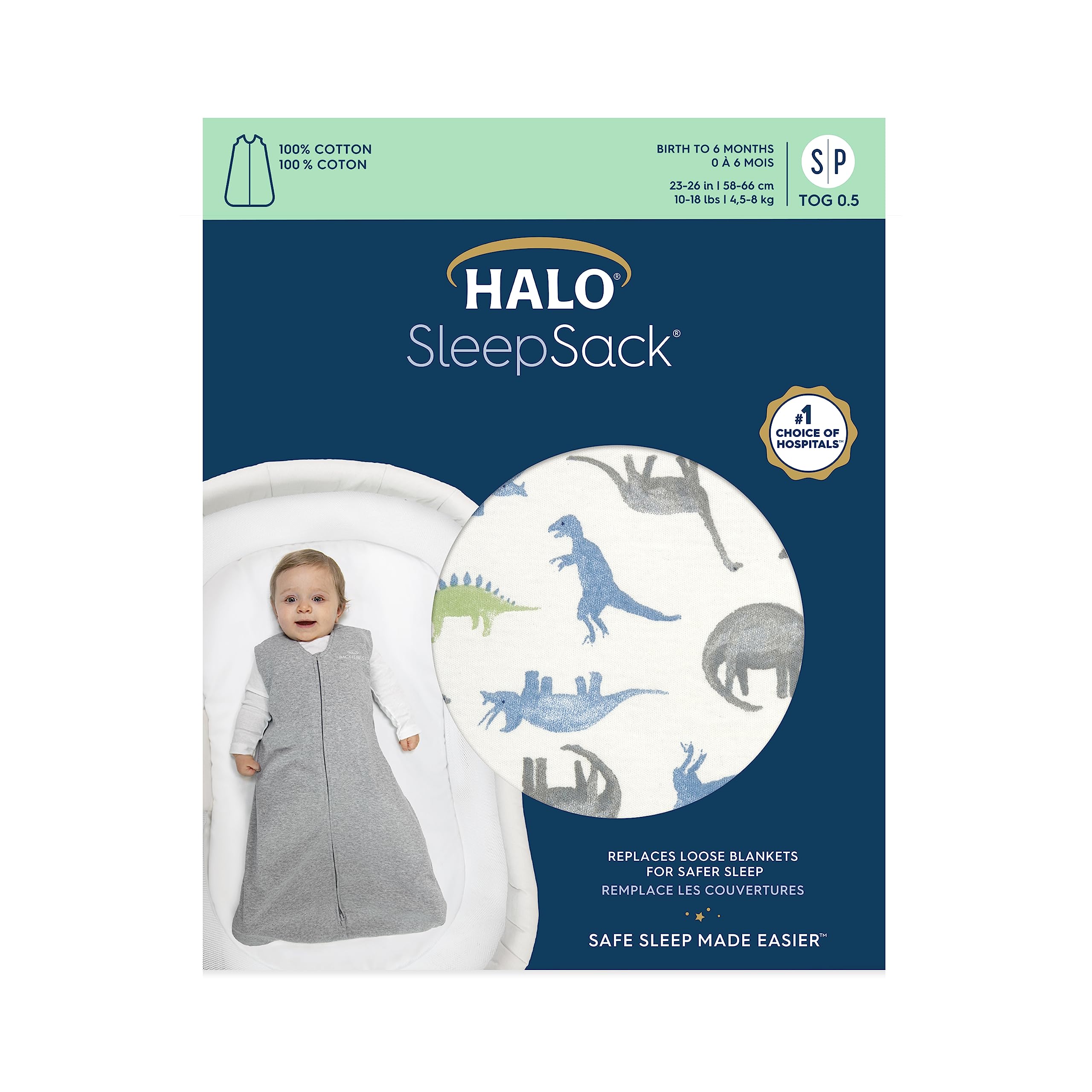 Halo SleepSack bottom zipper enables easy diaper changes during night-time use