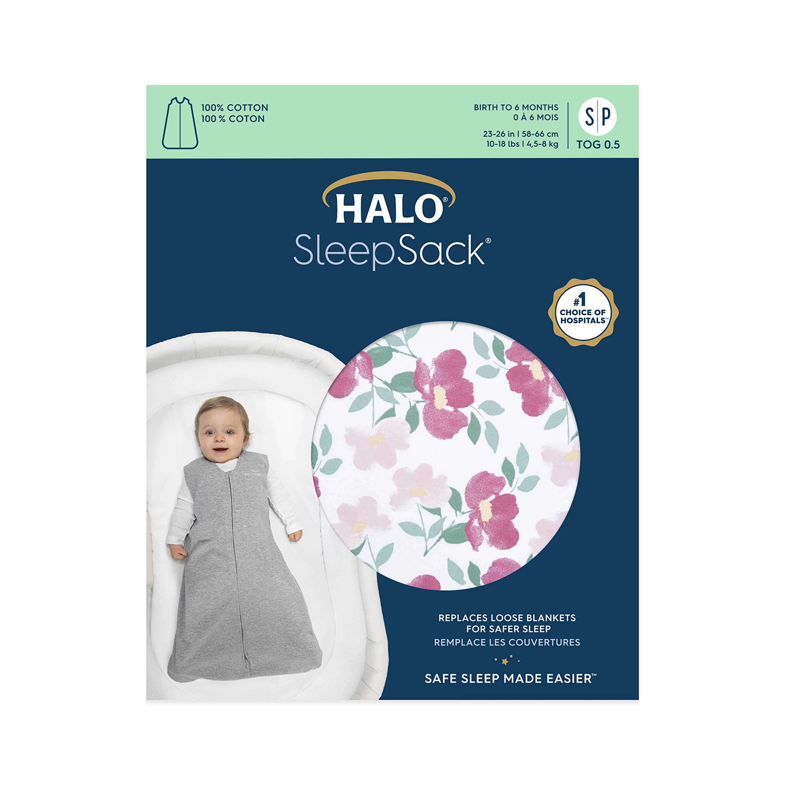 HALO SleepSack bottom zipper enables quick diaper changes while staying snug