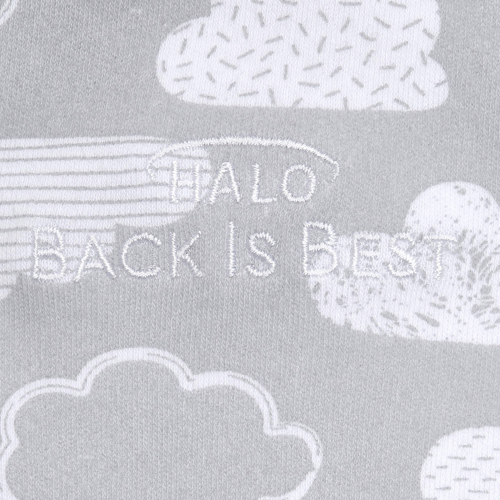HALO Sleepsack Clouds small size shows 3-way adjustability for a personalized fit.