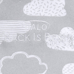 HALO Sleepsack Clouds small size shows 3-way adjustability for a personalized fit.