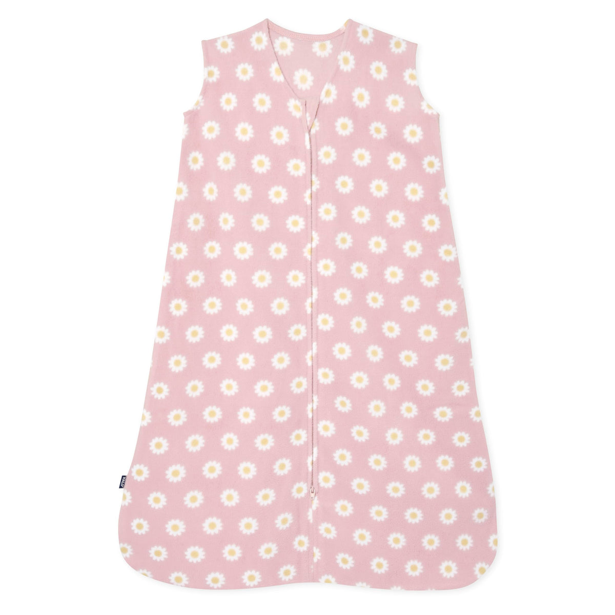 HALO Sleepsack Daisy fabric closeup shows soft micro-fleece warmth for cozy nights.