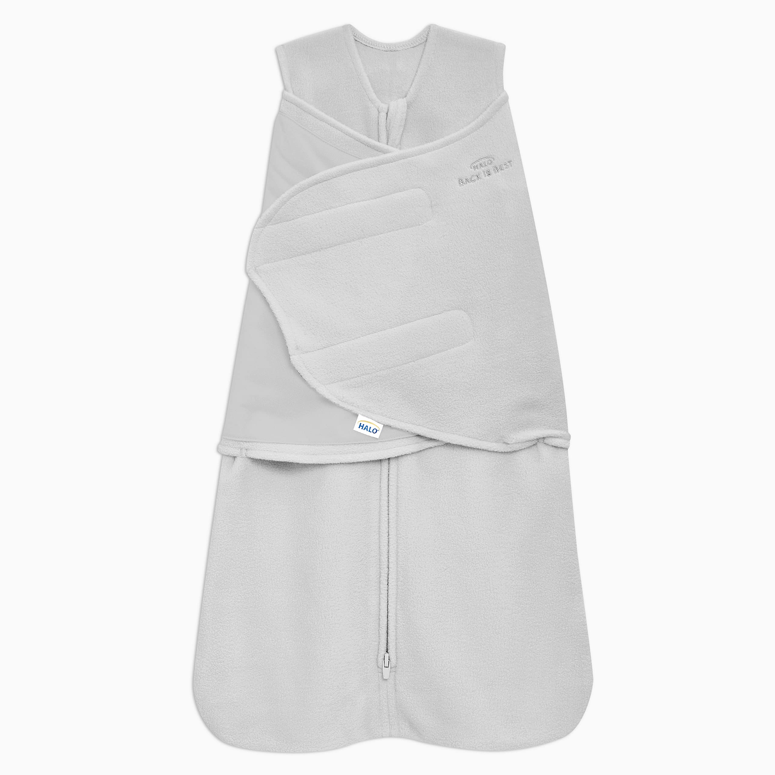 HALO SleepSack Swaddle front view with cozy microfleece warmth for cooler rooms.